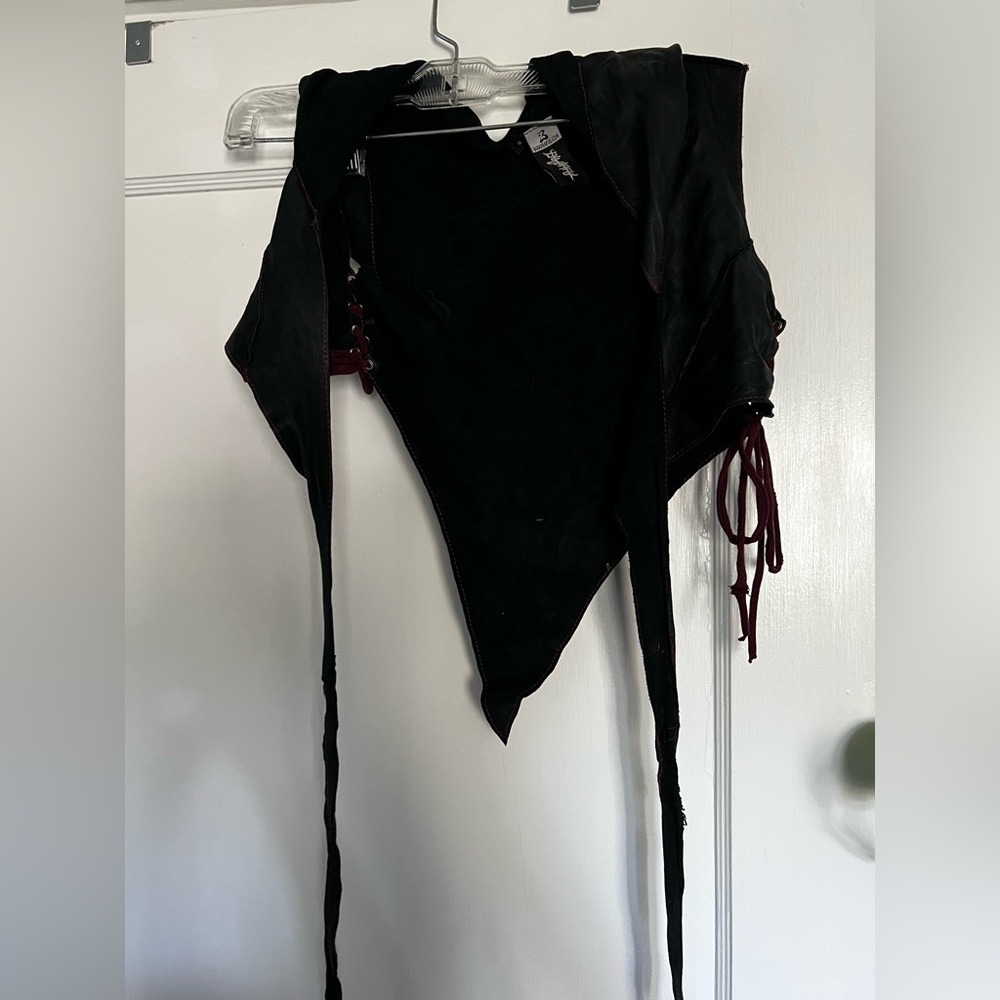 Buddhaful leather crop top with hood!